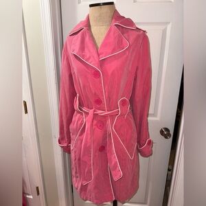 Dollhouse vintage Y2K 90s pink slick belted trench coat rain Jacket small